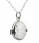 Sterling Silver Hammered Finish Oval Locket Necklace- 18 Inch - CP12CIQNYDZ