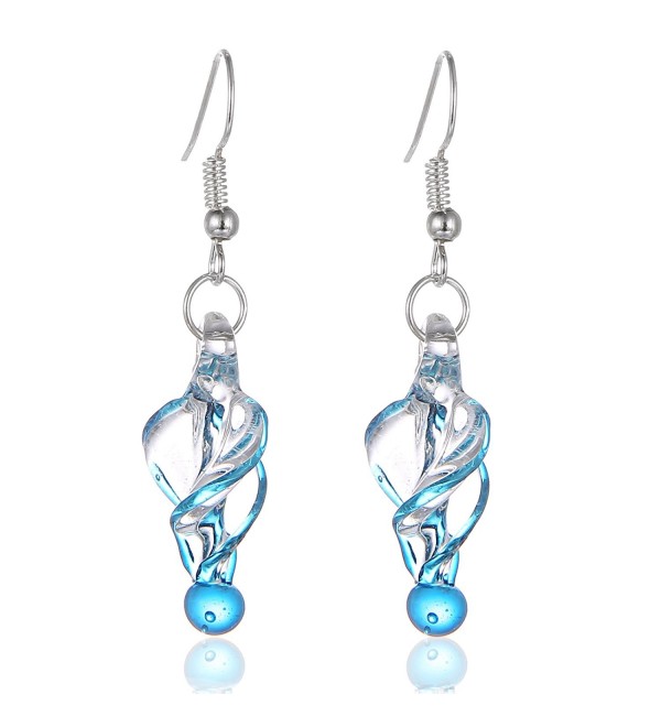 New Handcrafted Italian Murano Style Glass Tornado Twirl Quality Fashion Earrings - CP11UQFFON9