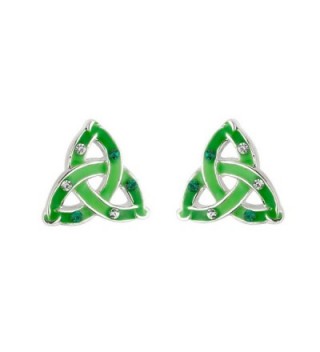 Lucky Trinity Knot Earrings Studs Enamel & Crystal Irish Made - CN118NBB2CP
