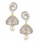 Swasti Jewels Bollywood Style Zircon CZ Jhumka Earrings with Dangling Pearls for Women 2" - C4126VXUWR7