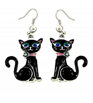 DianaL Boutique Adorable Black Kitty Cat Earrings Enameled Gift Boxed Fashion Jewelry - C512GW33KS9