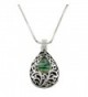 DianaL Boutique Filigree Tear Drop Pendant Necklace Abalone Shell Gift Boxed - CQ11PW08D5T