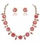 EVER FAITH Gold-Tone Flower Snowflake Necklace Earrings Set Red Austrian Crystal - CT11GG5RY3V