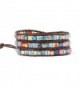 Multicoloured Crystal Bead Bracelets For Women Girls Best Friend Genuine Leather Beaded Bracelet 3 Wrap - CH188YTHAXS