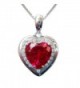 Navachi 925 Sterling Silver 18k White Gold Plated 3.7ct Heart Ruby Emarald Sapphire Necklace Pendant 18" - Red - CL12HQIISQD