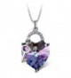 T400 Jewelers "Lock and Key" Heart Swarovski Elements Crystal Pendant Necklace-Lover Gift - Purple - CL17Z2A44WI