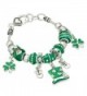 Rosemarie Collections Women's Irish Shamrock Claddagh Glass Bead Charm Bracelet - CK11V7GPPSF