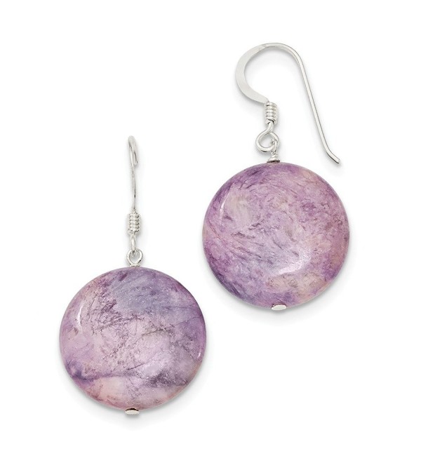 Sterling Silver Shepherd hook Purple Lepidolite Earrings - C1115WUU415