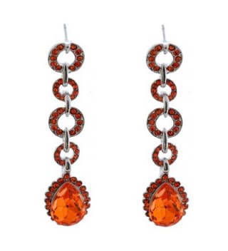 Topwholesalejewel Fashion Jewerly Rhodium Plating Padparadscha Teardrop Earrings - CU187QZS7W4