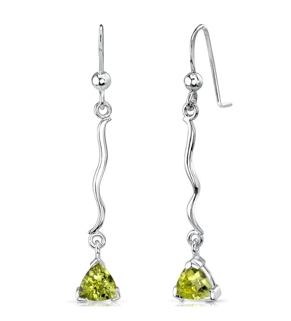 1.50 Ct.T.W. Genuine Trillion Cut Peridot in Sterling Silver Rhodium Nickel Finish Earrings - CW111NVSB7L