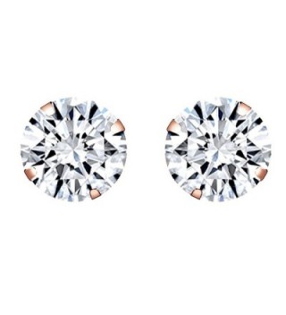 10k Rose Gold 5mm Round Stud Earrings - Cubic Zirconia - CS12MXWP9UL