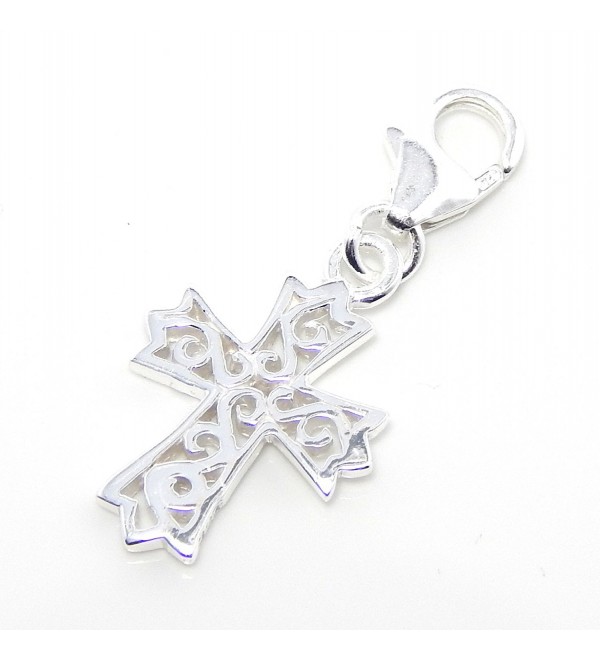 Pro Jewelry .925 Sterling Silver Dangling "Cross" Clip on Pendant Charm for Bracelet or Necklace ECH JB 4675 - C811JUW3XG9