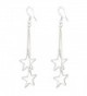 uxcell Women Metal Star Shaped Pendant Dangler Hook Eardrop Earrings Pair Silver Tone - C911B875F6F