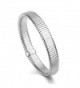 316L Stainless Steel Tubogas Design Flexible Wristband Stretch Link Chain Bracelet 7" - Silver - C611ZHMZUW1