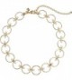 Rebecca Minkoff Womens Encircled Floating Pearls Choker Necklace - Gold/Pearl - CM186GUENTG