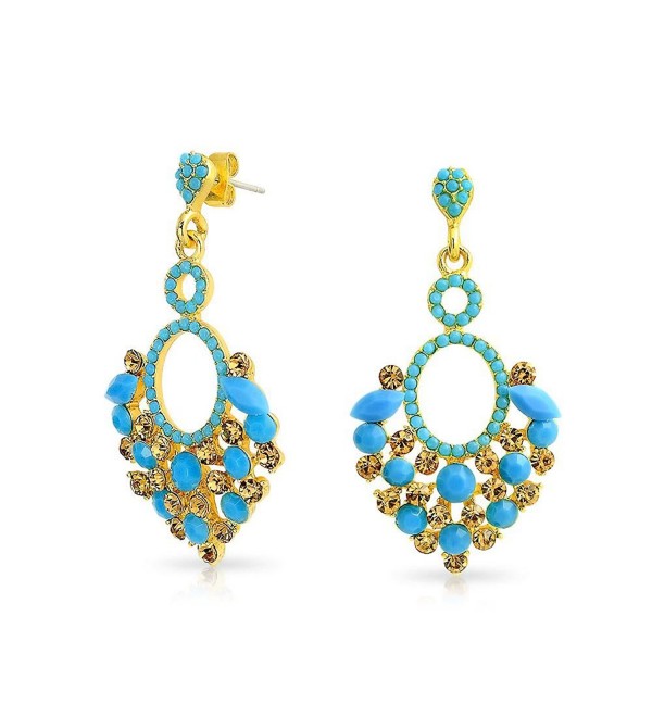 Bling Jewelry Gold Plated Alloy Estate Blue Crystal Chandelier Earrings - CT128PILVCV