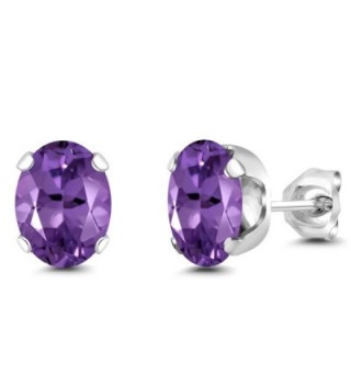 2.00 Ct Oval 8x6mm Purple Amethyst 925 Sterling Silver Stud Earrings - CN1179U01UP