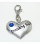 Pro Jewelry Clip-on "Something Blue Heart w/ Blue Crystal" Charm Dangling - C111LXK0NQT