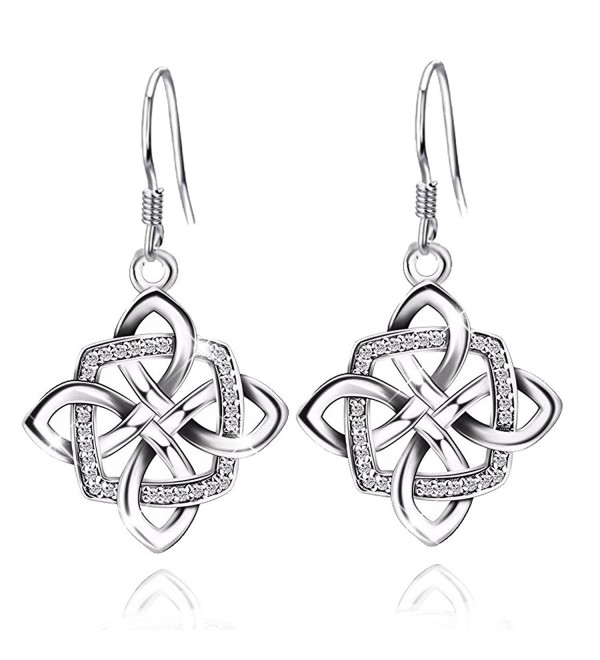 JUFU Women's Good Luck 925 Sterling Silver Celtic Knot Drop&Dangle Earrings Drops - Silver - C01859HZKIG