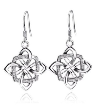 JUFU Women's Good Luck 925 Sterling Silver Celtic Knot Drop&Dangle Earrings Drops - Silver - C01859HZKIG