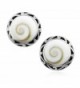 925 Sterling Silver Filigree Shiva Eye Shell Inlay Tribal Design Round Post Stud Earrings 12 mm - CN12DL2C4XV