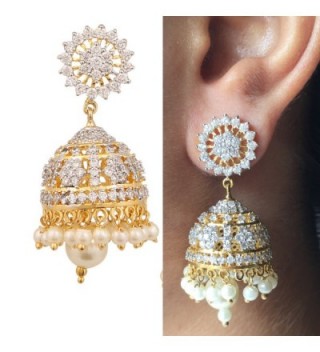 Swasti Jewels Zircon Fashion Jewelry Traditional Ethnic Pearls Jhumka Earrings for Women - C8129LT0ZQL