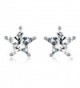 Sparkling Star CZ Earrings 925 Sterling Silver Earrings Cubic Zirconia Clear Crystal Eternity Stud Earrings - C4185Q49689