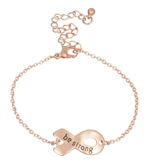 Heirloom Finds Be Strong Ribbon Charm Bracelet in Lovely Rose Gold Tone - CC11EHX9QU3