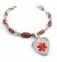 MyIDDr - Pre-Engraved & Customized Pacemaker Charm Medical Bracelet- Red Millefiori Glass - CB11KHICV8B