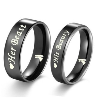 Aegean Jewelry "Beast and Beauty" Love Style Wedding Band Set Engagement Promise Anniversary Couple Ring - CN12K3SJGNR