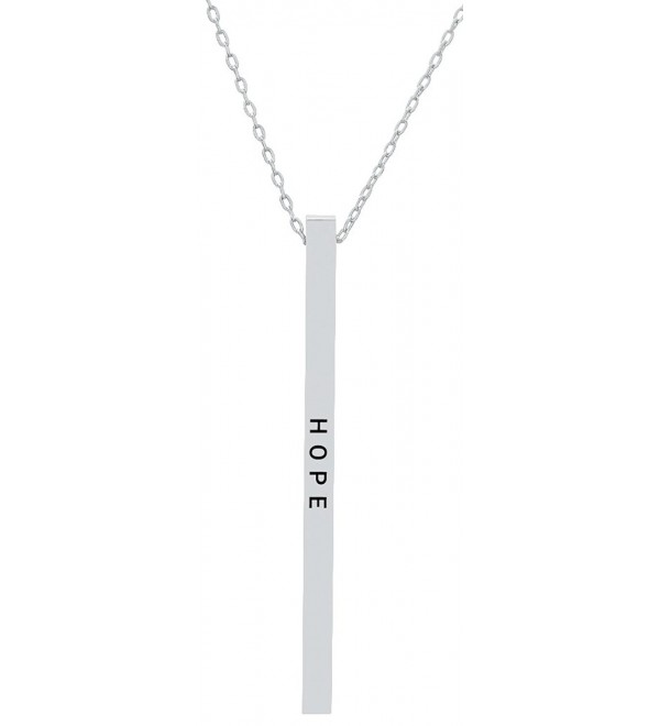 Inspirational "HOPE" Positive Message Mantra Vertical Bar Pendant Necklace - Women's Jewelry - Silver Tone - C4185TDNCOY