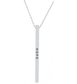 Inspirational "HOPE" Positive Message Mantra Vertical Bar Pendant Necklace - Women's Jewelry - Silver Tone - C4185TDNCOY