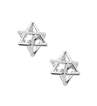 Spinningdaisy Handcrafted Brushed Metal 3D Merkaba Star Earrings - C011XR74DDZ