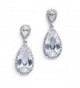 Mariell Cubic Zirconia Earrings for Weddings with Oblong Pear-Shaped Teardrop - Bridal & Evening Dangles - CW127WOZGGB