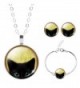 Jiayiqi Black Cat Animal Theme Glass Cabochon Necklace Bracelet Earrings Jewelry Set for Women - No5 - CN129B11W8T
