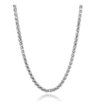 NEOWOO 4mm Stainless Steel Chain Necklace Titanium Steel Wheat Curb Link Silver for Men Women- 19-36inch - CM17YDONWX5