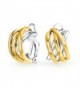 Bling Jewelry Two Tone Gold Plated Criss Cross Half Hoop Clip On Earrings - C311KSBI1GD