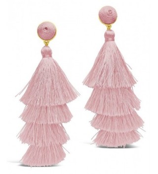Sterling Forever - Fringe Multi Layered Gold Plated Tiered Dangle Drop Earrings - Blush - CY1898K2QYS