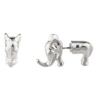 Lux Accessories Silvertone Elephant Animal Front Back Stud Earrings - C1128XNXY9V