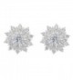 EVER FAITH 925 Sterling Silver Full Cubic Zirconia Snowflake Flower Stud Earrings Clear - CM129H45ME5