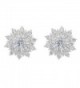 EVER FAITH 925 Sterling Silver Full Cubic Zirconia Snowflake Flower Stud Earrings Clear - CM129H45ME5