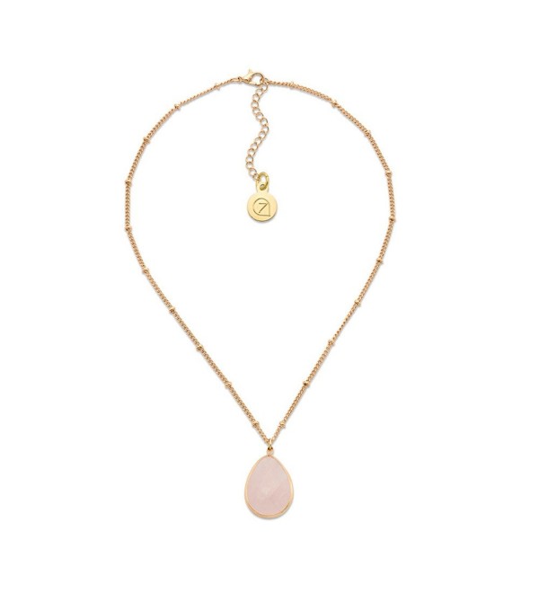 Demure Damsel Necklace by 7 Charming Sisters - Stone Teardrop Necklace - Pendant Necklace for Women - Pink - CD12O5MP8YZ