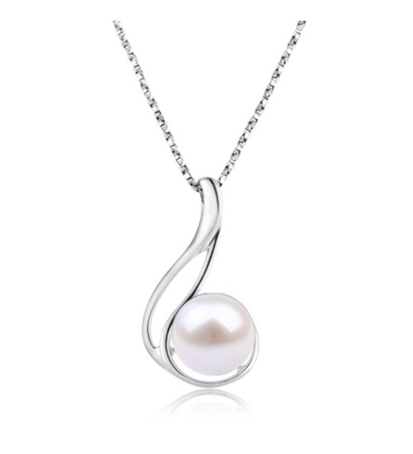 Freshwater Pearls Pendant Delicate Necklace S925 Sterling Silver Necklace Anniversary Women for Gifts - CB12L8Z6TR5