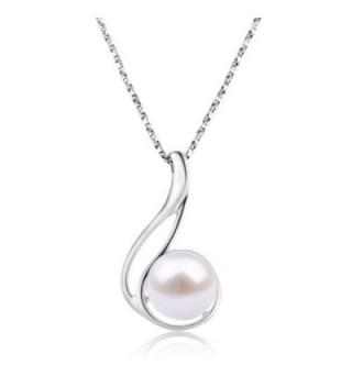 Freshwater Pearls Pendant Delicate Necklace S925 Sterling Silver Necklace Anniversary Women for Gifts - CB12L8Z6TR5