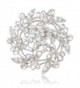 EVER FAITH Austrian Crystal Bridal Heart Flower Filigree Brooch Clear Silver-Tone - CC11DCSI0J7