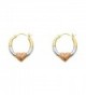 14k Tri Color 2mm Thickness Oval Shape Hoop Earringswith Heart (18 x 14 mm) - C511C169DJR