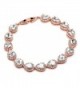 Mariell 14K Rose Gold Plated Pear-Shaped Halo Cubic Zirconia Bridal Tennis Bracelet Wedding Jewelry - CW12MNL80ZR