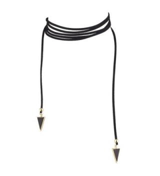 Lux Accessories Black and Gold Tone Triangle End Faux Suede Tie Choker - CG12LQ58WKT