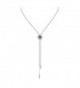 Adjustable Necklace Long Chain Women Necklace Round Zircon Pendant - Grey - C81870W0Q0R