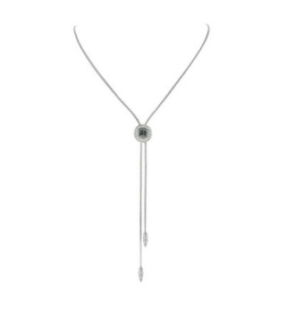 Adjustable Necklace Long Chain Women Necklace Round Zircon Pendant - Grey - C81870W0Q0R